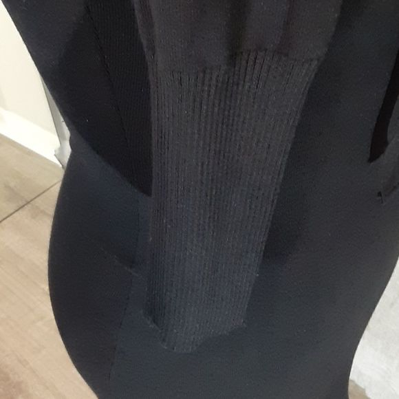 Say What? Black Long Sleeve Sweater Dress with Faux Leather Shoulder Pat… - Picture 9 of 11